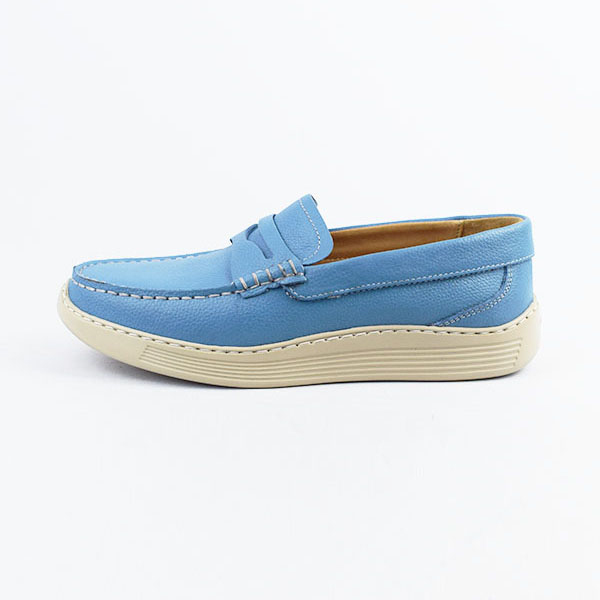 Moccasin pour homme confort R110 Bleu ciel cuir Mocassin homme Maroc